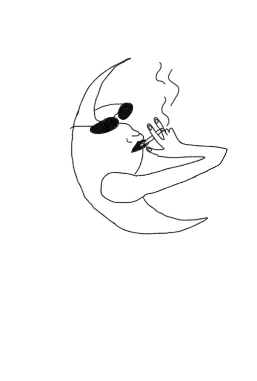 The CHRINGUS moon, in shades, smoking